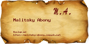 Malitsky Abony névjegykártya